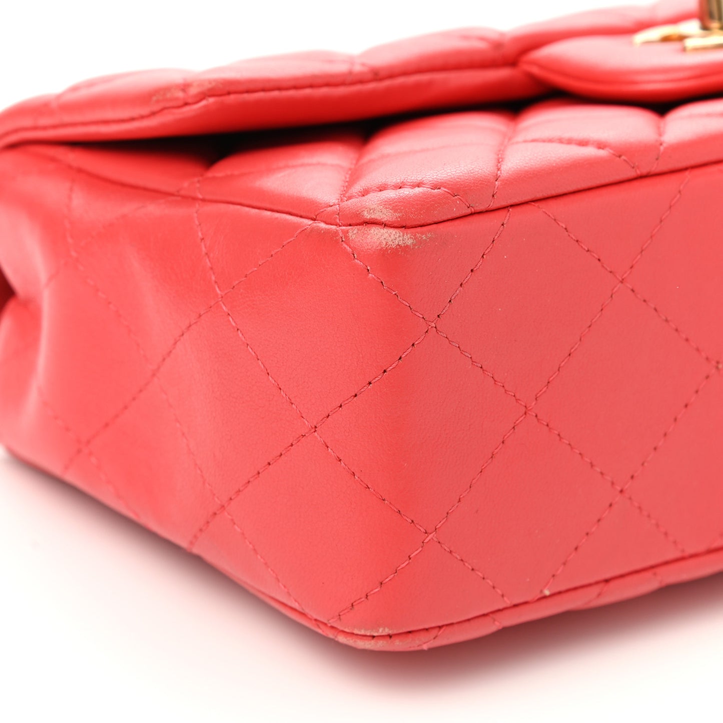 Lambskin Quilted Mini Rectangular Flap Red