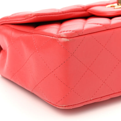 Chanel Lambskin Quilted Mini Rectangular Flap Red 9 of 15