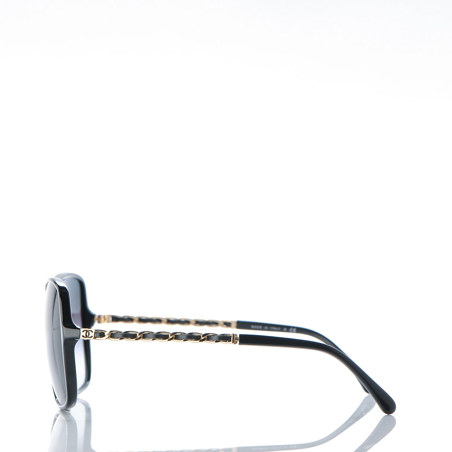 Lambskin Square Chain Sunglasses 5210-Q Black