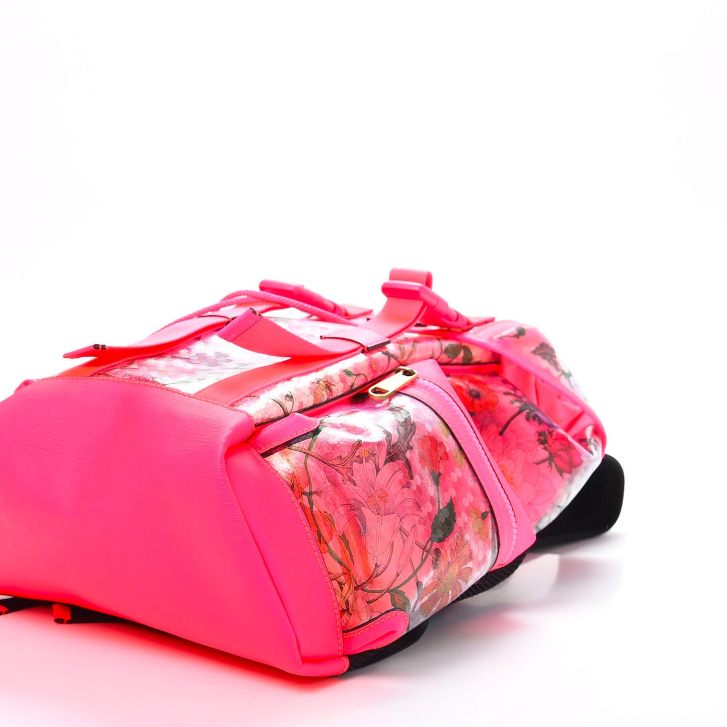 PVC Floral Double Buckle Backpack Fuchsia