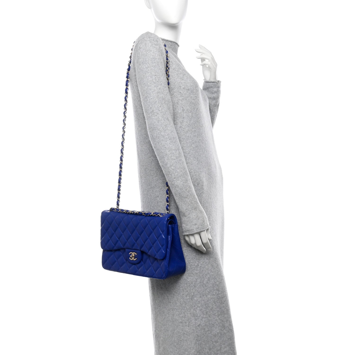 Chanel Lambskin Quilted Jumbo Double Flap Dark Blue 2 of 11
