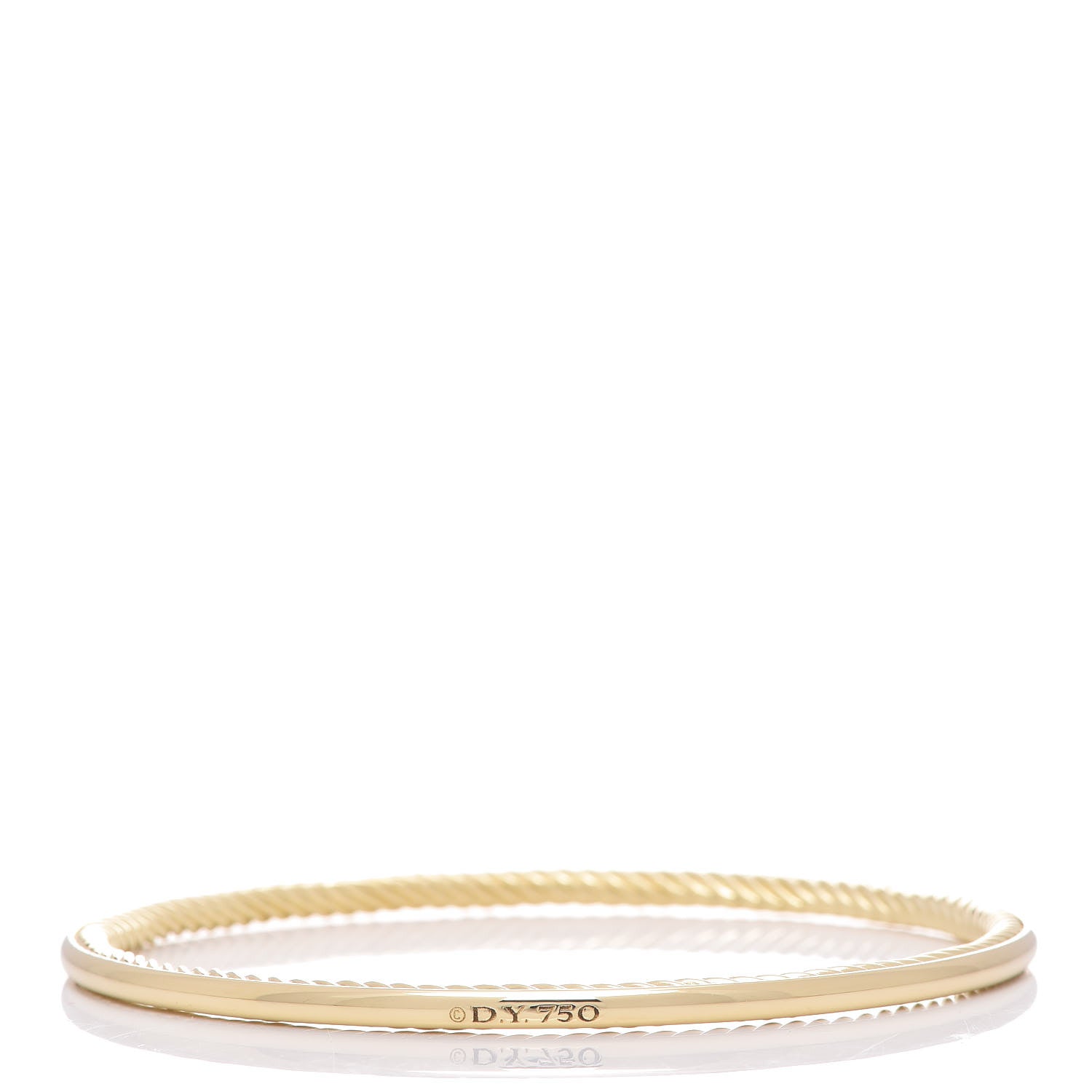 David Yurman 18K Yellow Gold 3mm Inside Cable Classic Bangle Bracelet 3 of 4