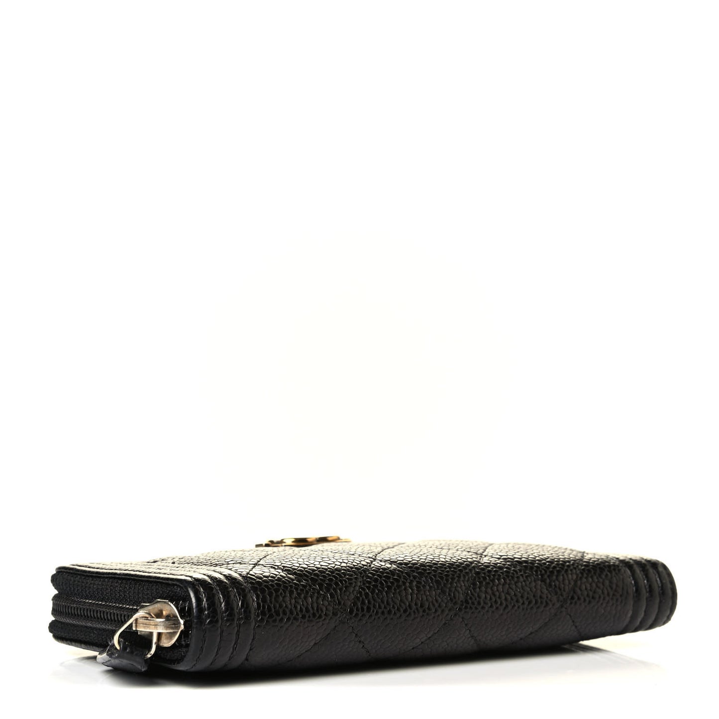 Caviar Quilted Small Boy Zip Around Wallet Black