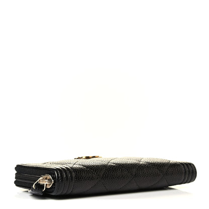 Chanel Caviar Quilted Small Boy Zip Around Wallet Black 3 of 6