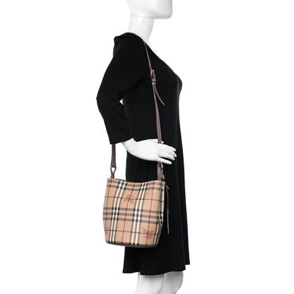 Burberry Haymarket Check Colours Small Lorne Bucket Crossbody Elderberry 2 of 20