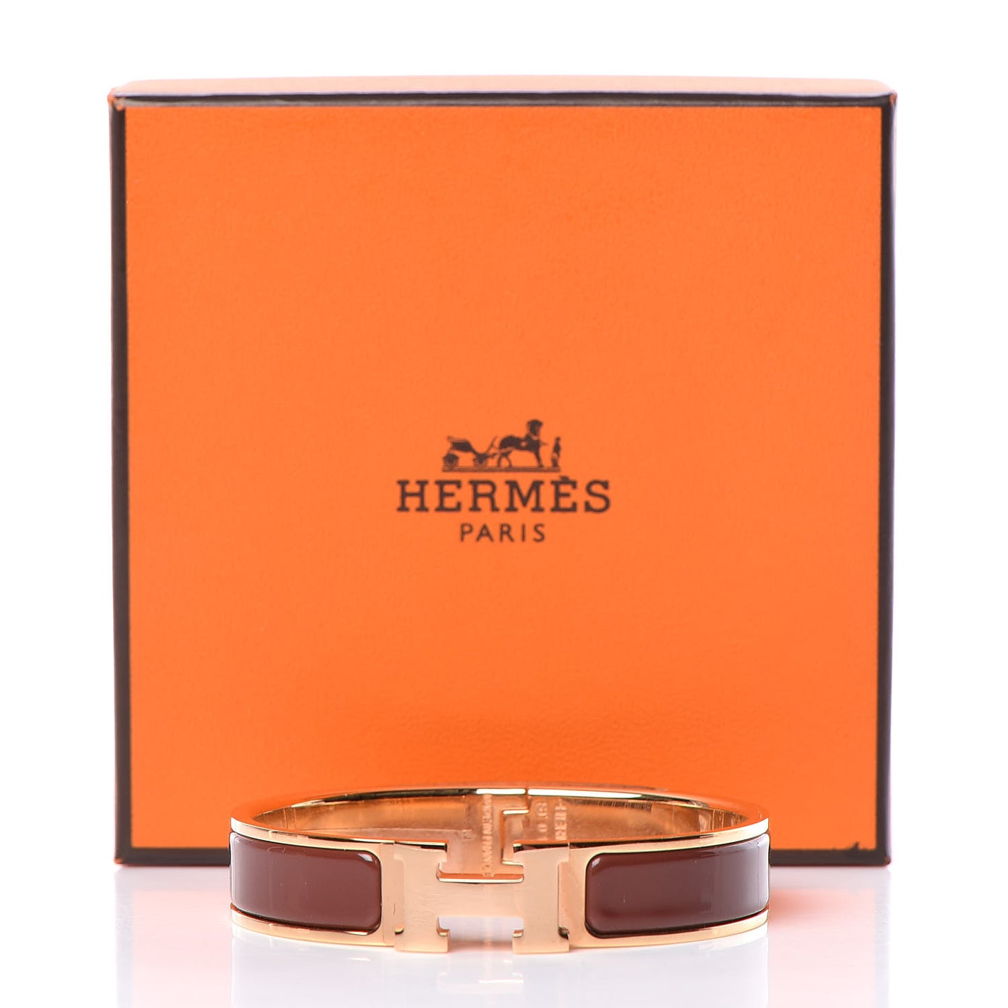Enamel Narrow Clic Clac H Bracelet PM Acajou