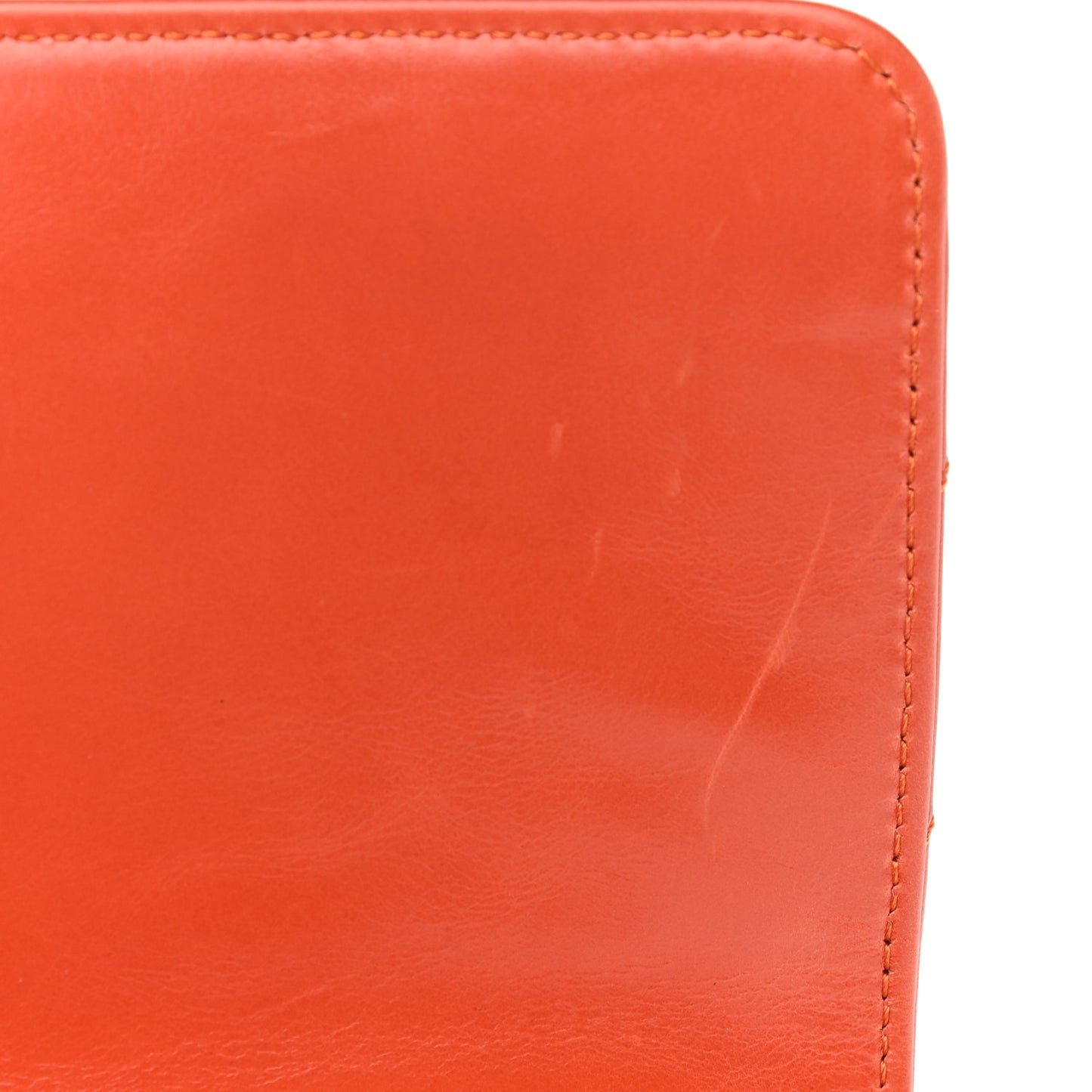Calfskin Chevron Quilted Mini Coco Handle Flap Orange