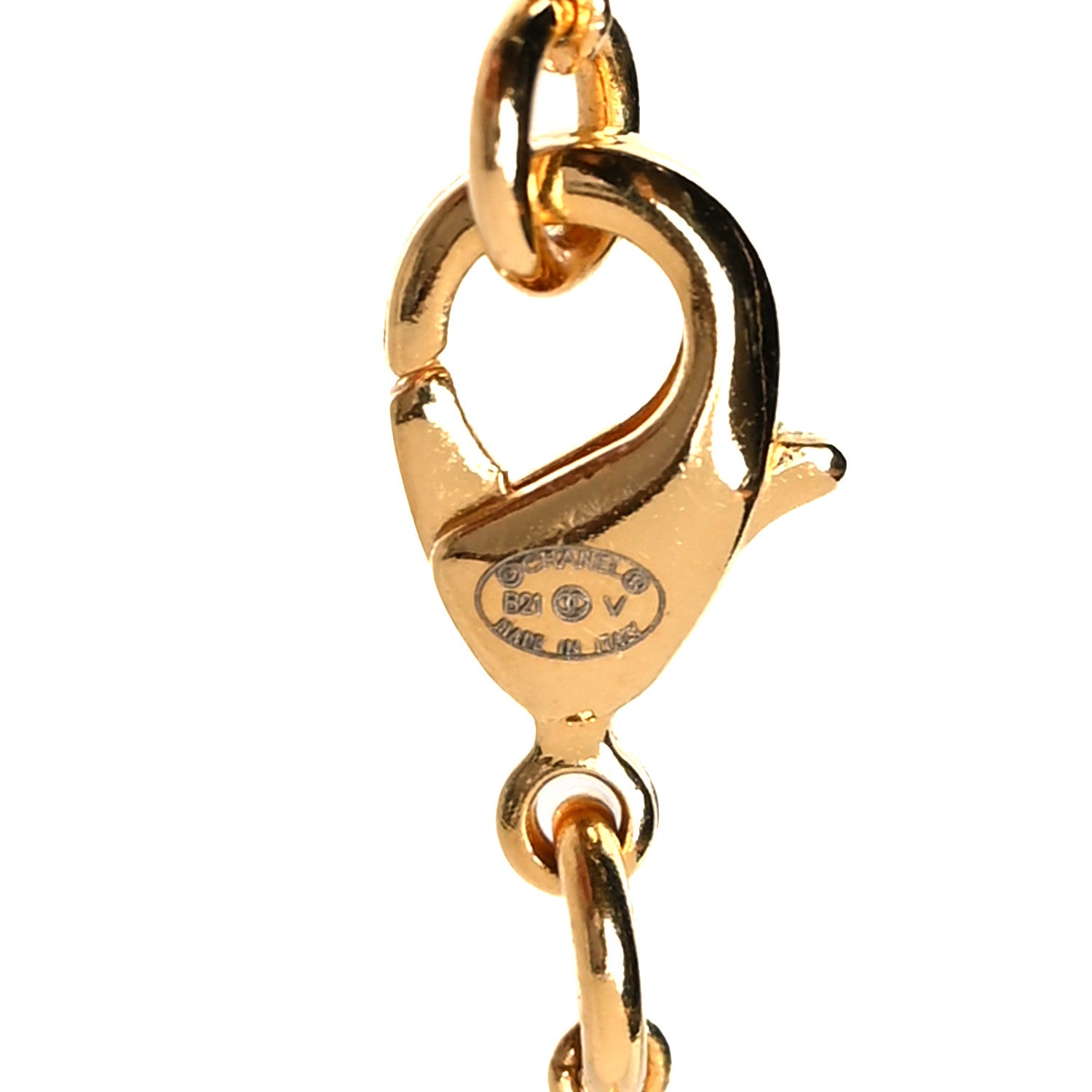 Chanel Metal CC Paris Button Necklace Gold 5 of 5