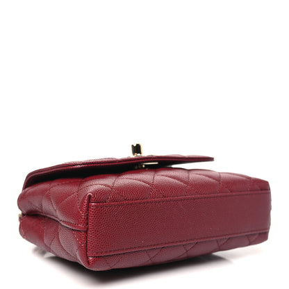 Chanel Caviar Quilted Coco Handle Clutch With Chain Burgundy 4 of 10