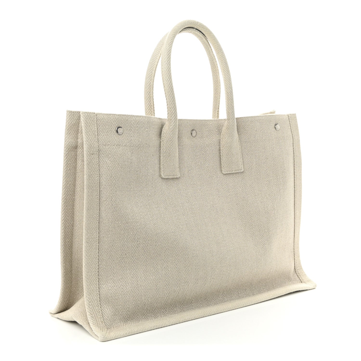 Saint Laurent Cotton Linen Rive Gauche Tote Light Shell 3 of 9