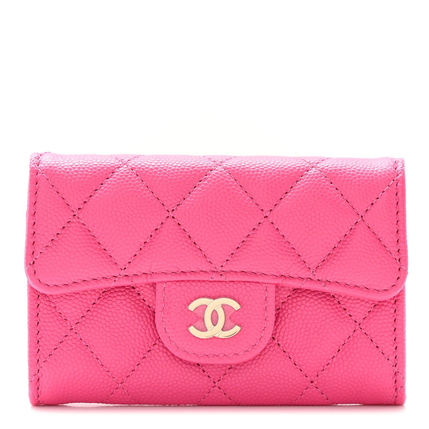 Chanel Caviar Quilted Flap Card Holder Wallet Pink 1 of 11