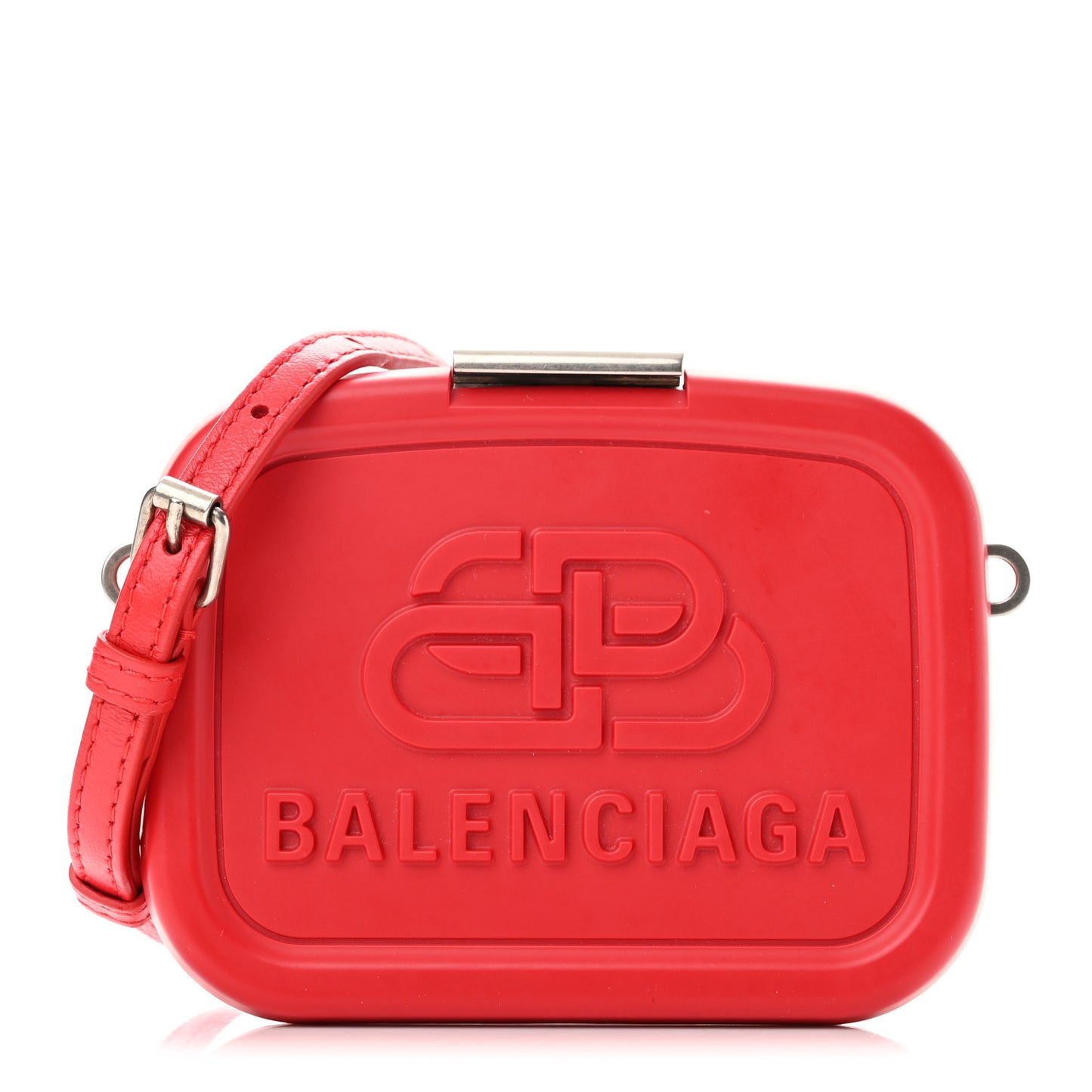 Recycled Plastic Calfskin Embossed Mini Lunch Box Case with Strap Red