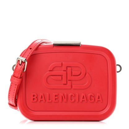 Balenciaga Recycled Plastic Calfskin Embossed Mini Lunch Box Case with Strap Red 1 of 10