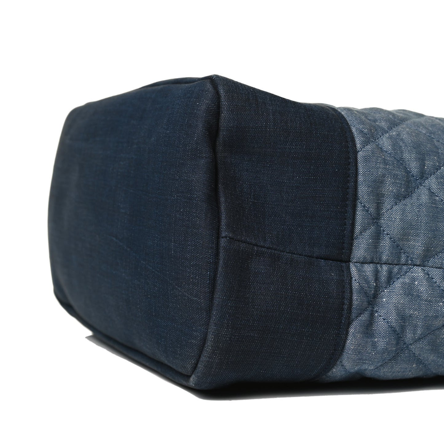 Denim Medallion Quilted Drawstring Bag Blue