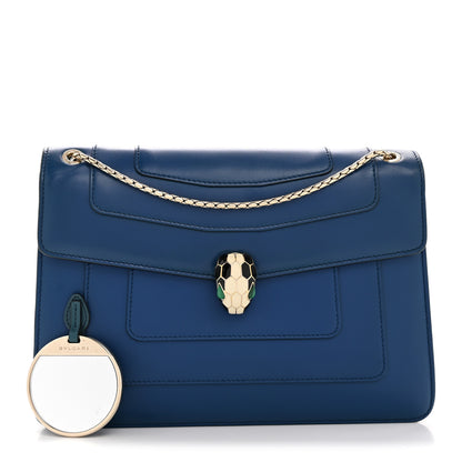 Bulgari Calfskin Serpenti Forever Shoulder Bag Navy 3 of 13