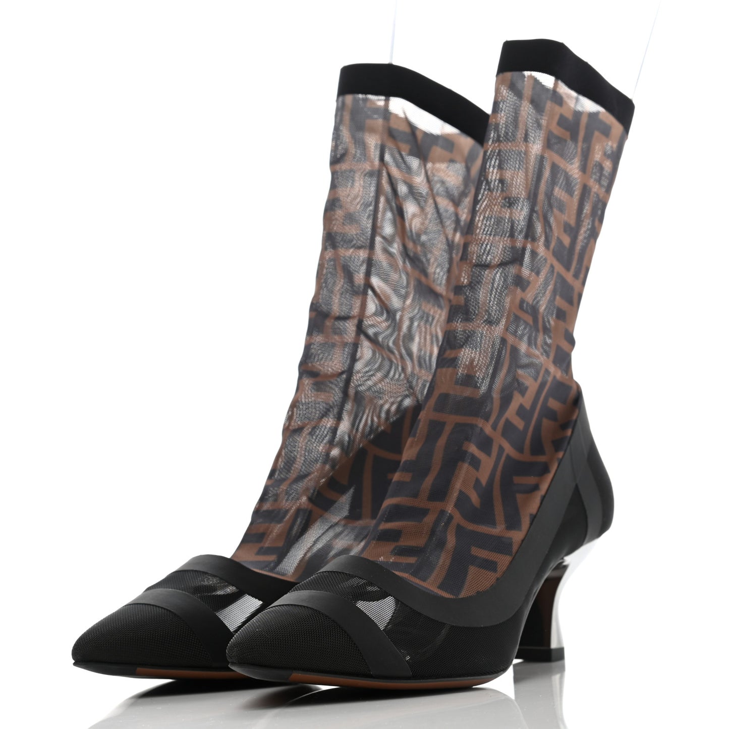 Technical Mesh FF Colibri Low Heel Ankle Boots 37.5 Black Tobacco
