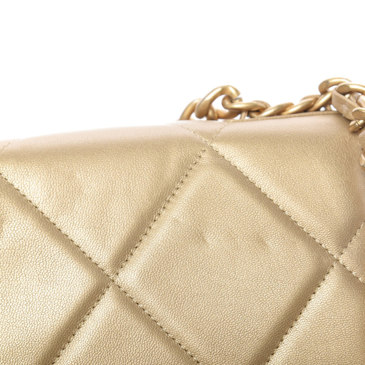 Chanel Metallic Goatskin Quilted 19 Wallet On Chain WOC Gold 11 of 15