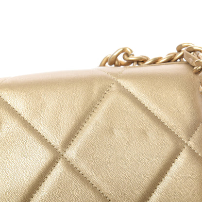 Chanel Metallic Goatskin Quilted 19 Wallet On Chain WOC Gold 11 of 15