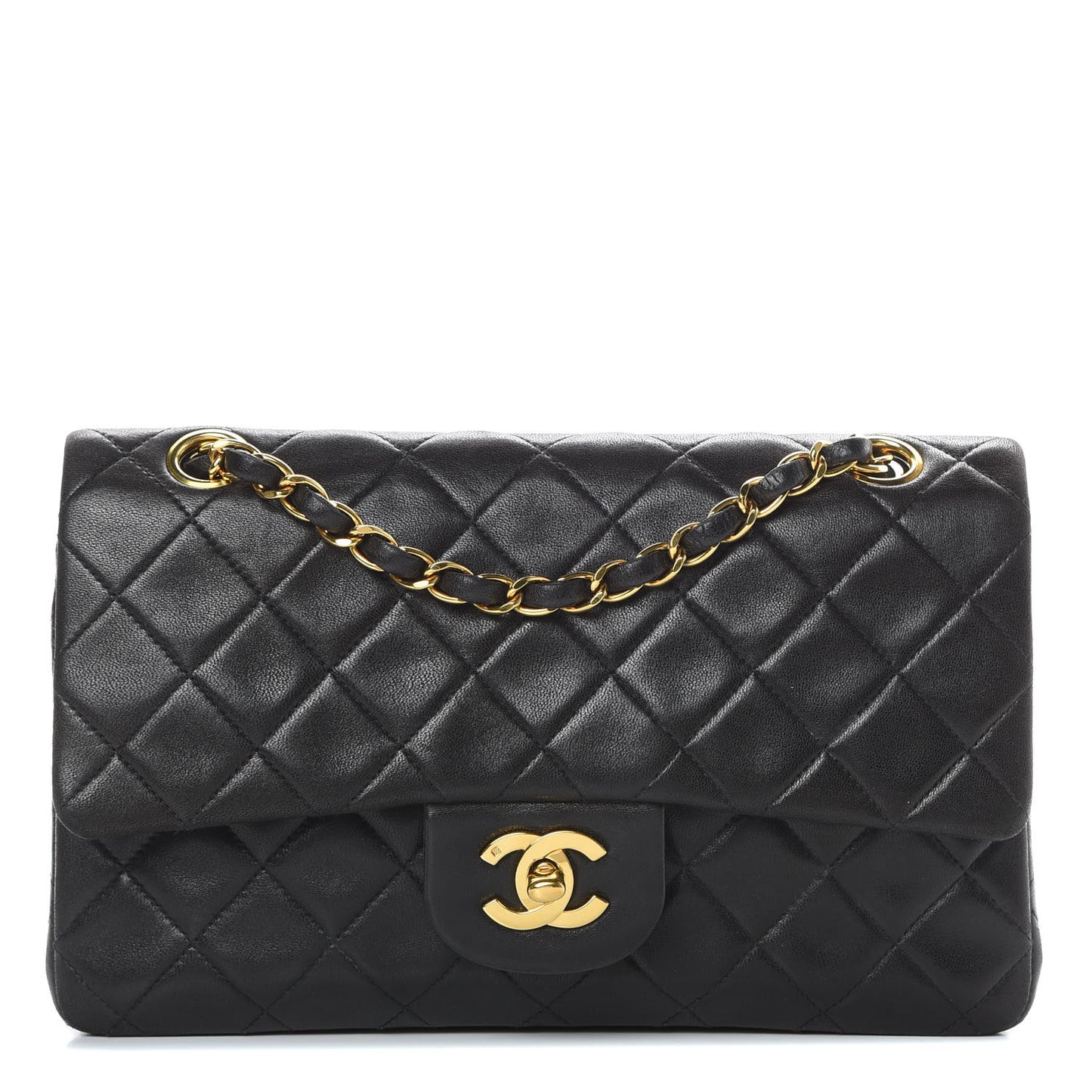 Lambskin Quilted Small Double Flap Black