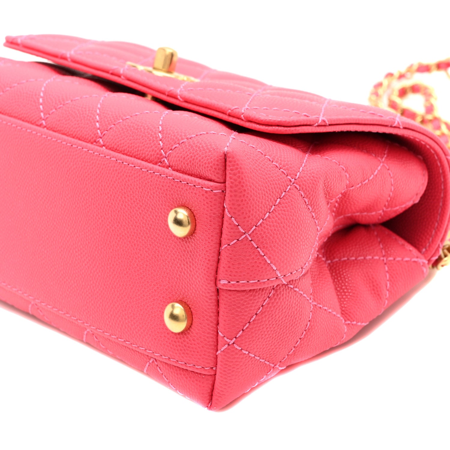 Chanel Caviar Quilted Extra Mini Coco Chain Handle Flap Dark Pink 10 of 10