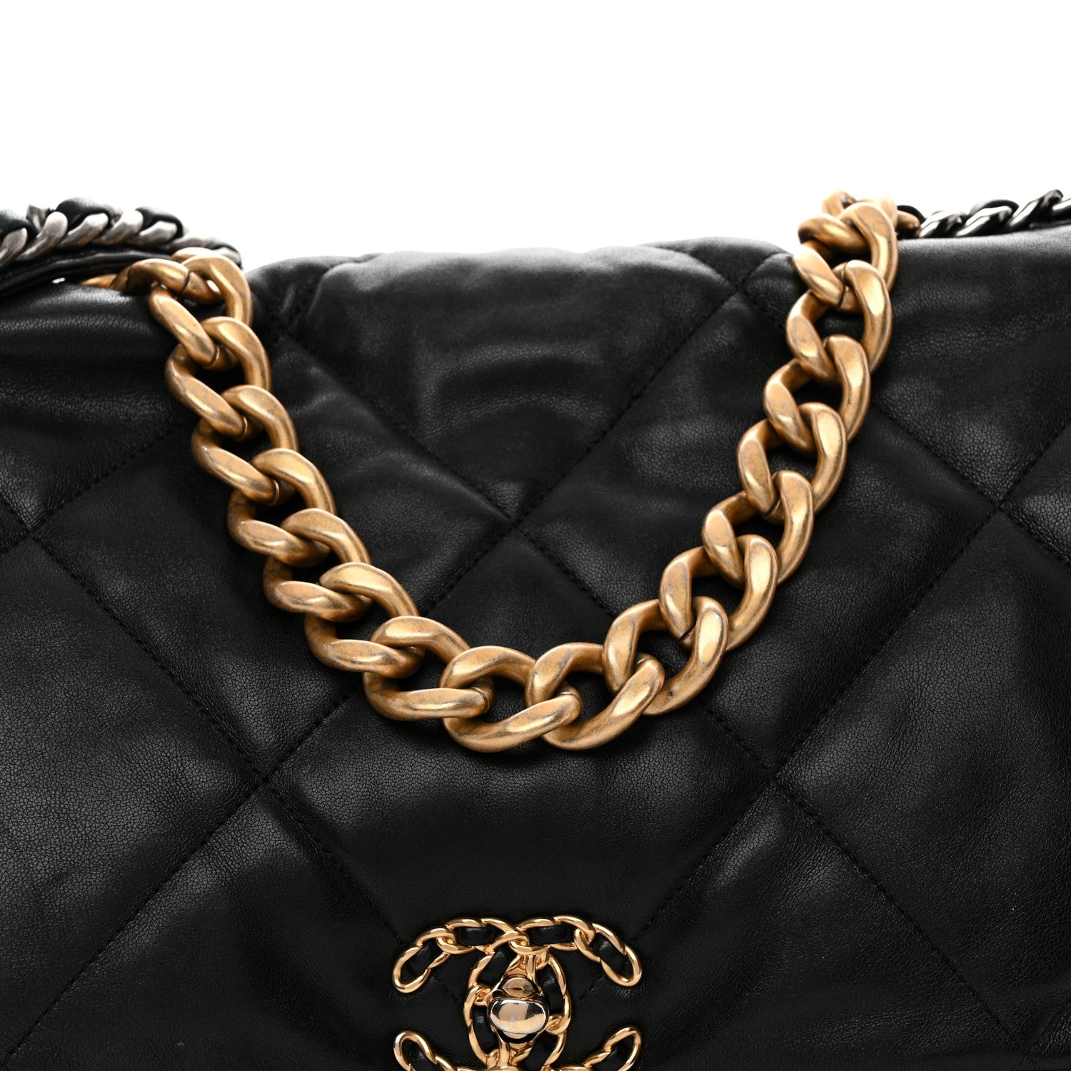 Chanel Goatskin Quilted Maxi Chanel 19 Flap Black 8 of 10