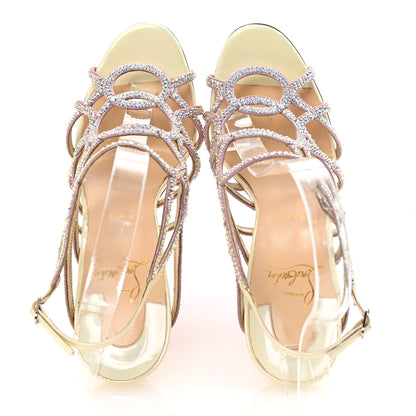 Christian Louboutin Strass Suede Patent Circonvolu 100 Sandals Heels 38.5 Crystal 2 of 8