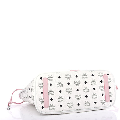 MCM Visetos Medium Liz Reversible Shopper Tote White Powder Pink 5 of 10