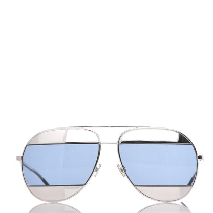 Christian Dior Split 1 Aviator Sunglasses Silver Blue 2 of 7