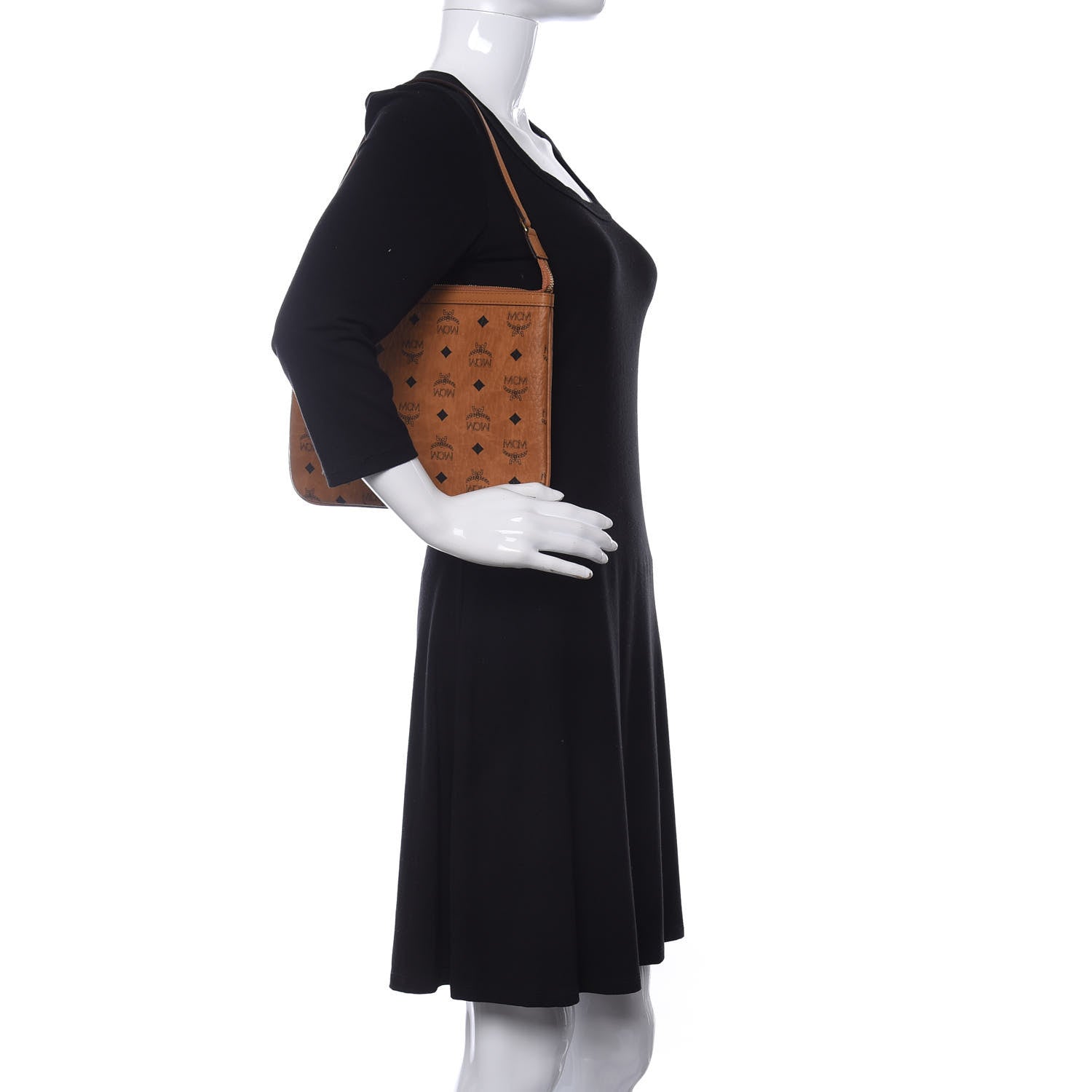 MCM Visetos Liz Shopper Tote Pouch Cognac 2 of 8