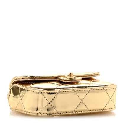 Chanel Metallic Mirror Calfskin Micro Top Handle Clutch With Chain Gold 4 of 10