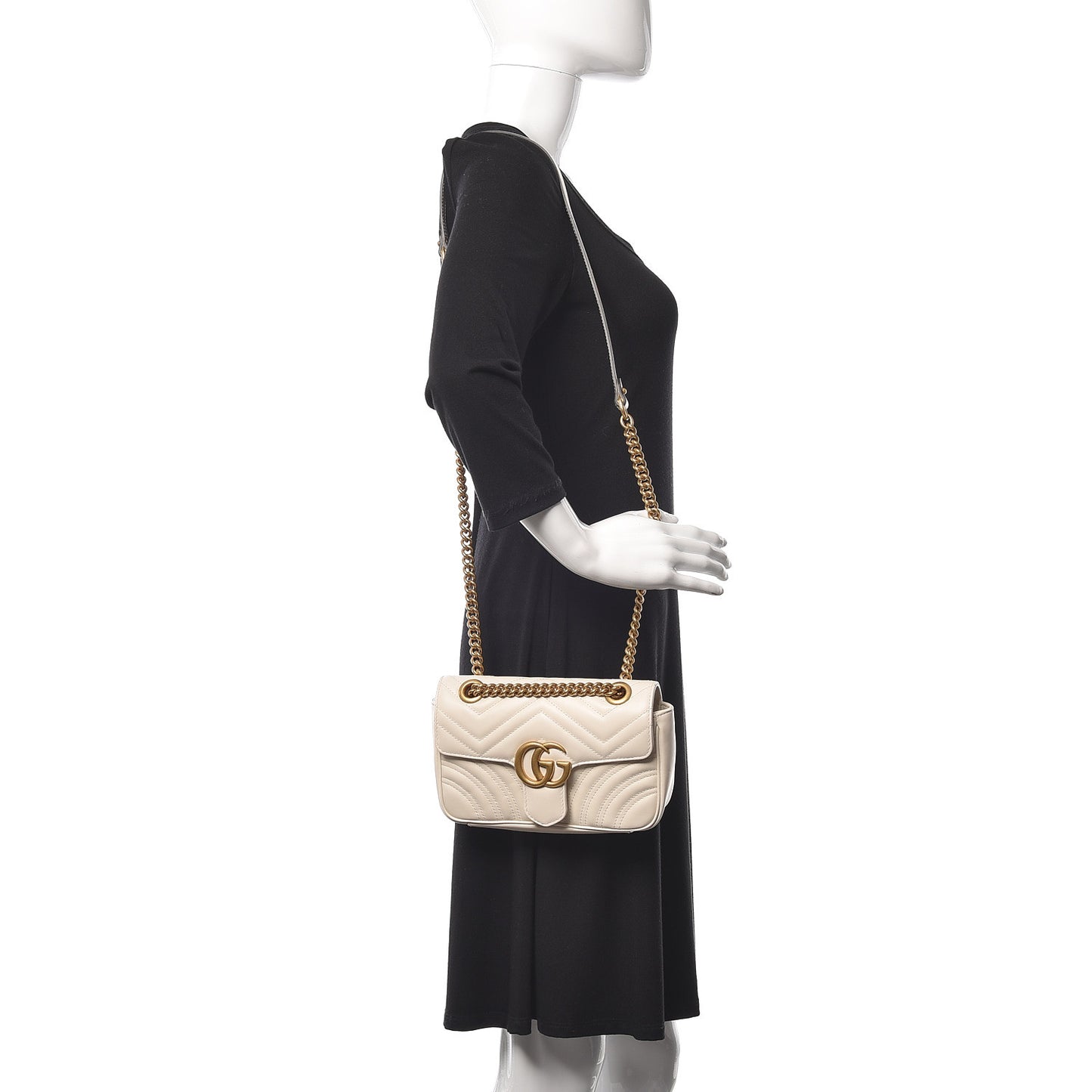 Calfskin Matelasse Mini GG Marmont Shoulder Bag White