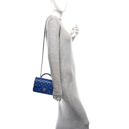Chanel Lambskin Quilted Mini Top Handle Rectangular Flap Blue 2 of 12