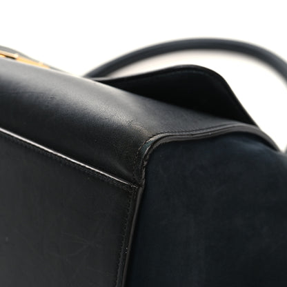Celine Nubuck Crocodile Embossed Medium Trapeze Navy 9 of 16