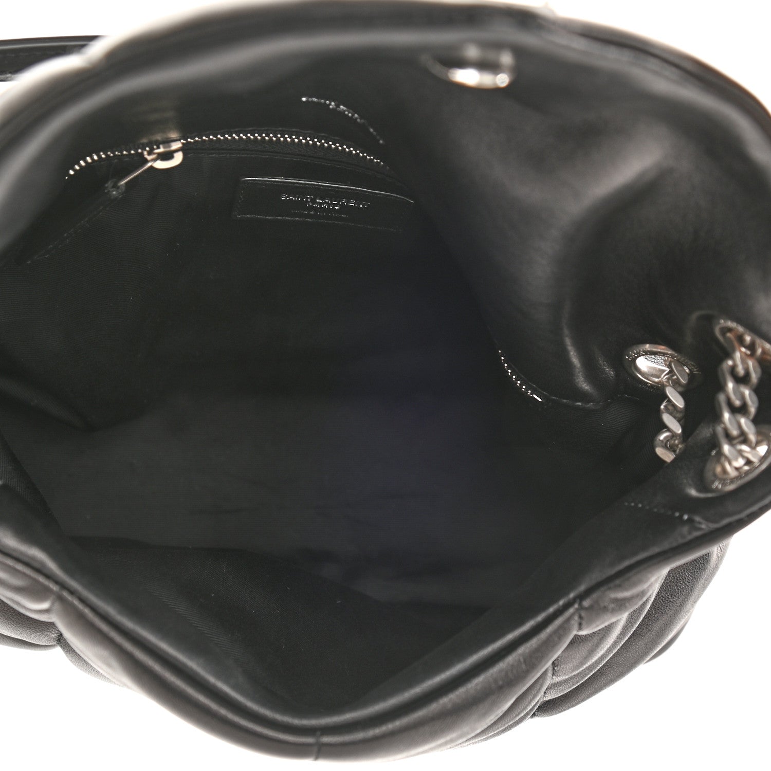 Saint Laurent Lambskin Quilted Small Loulou Puffer Monogram Chain Satchel Black 5 of 11