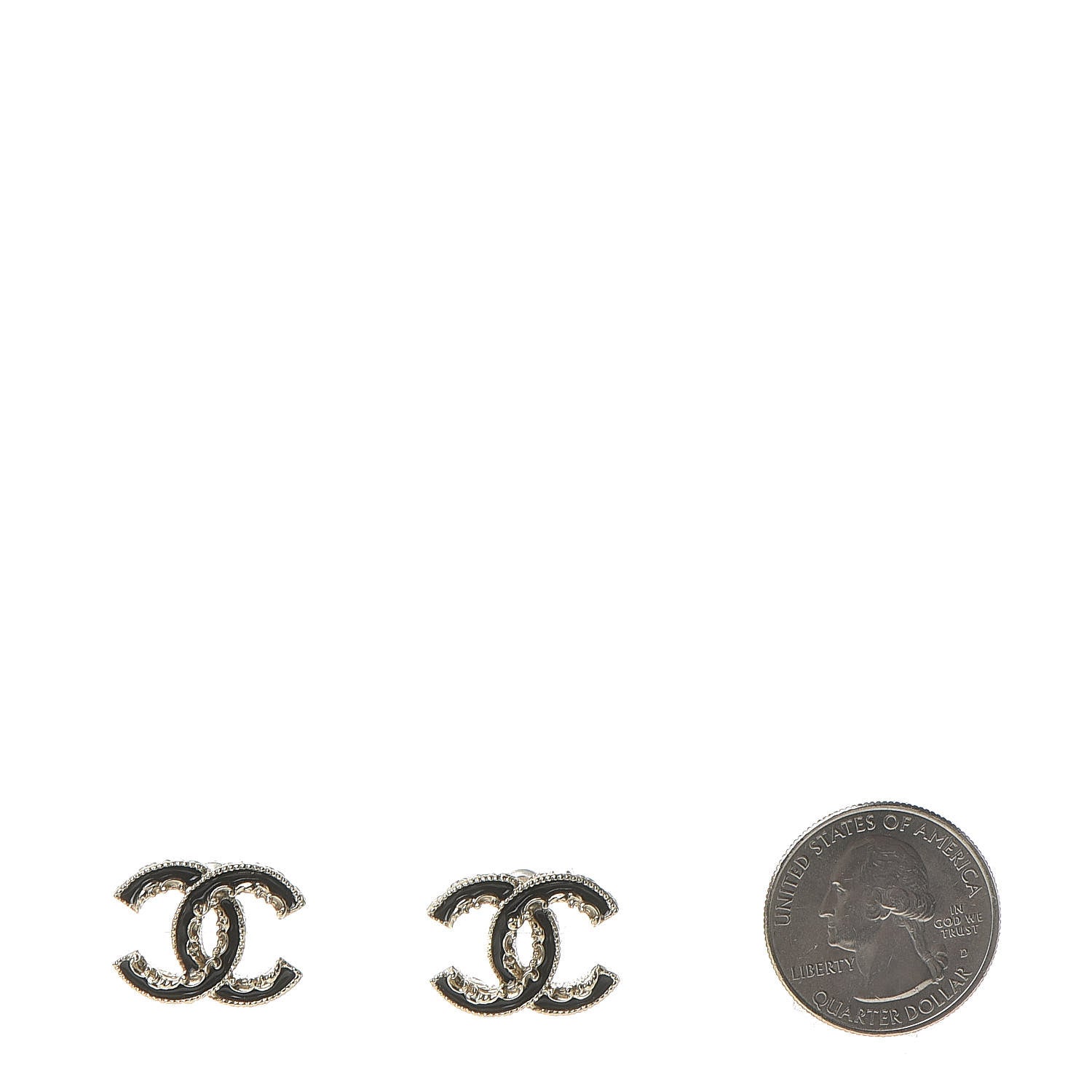 Chanel Enamel CC Baroque Earrings Black Gold 2 of 5