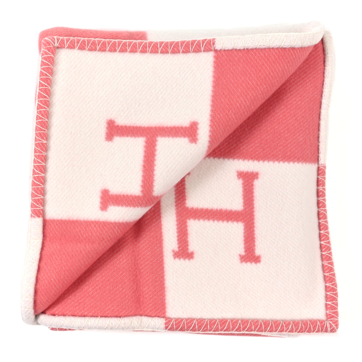 Hermes Wool Cashmere Avalon Baby Blanket Rose Airelle White 2 of 3