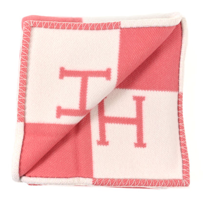 Hermes Wool Cashmere Avalon Baby Blanket Rose Airelle White 2 of 3