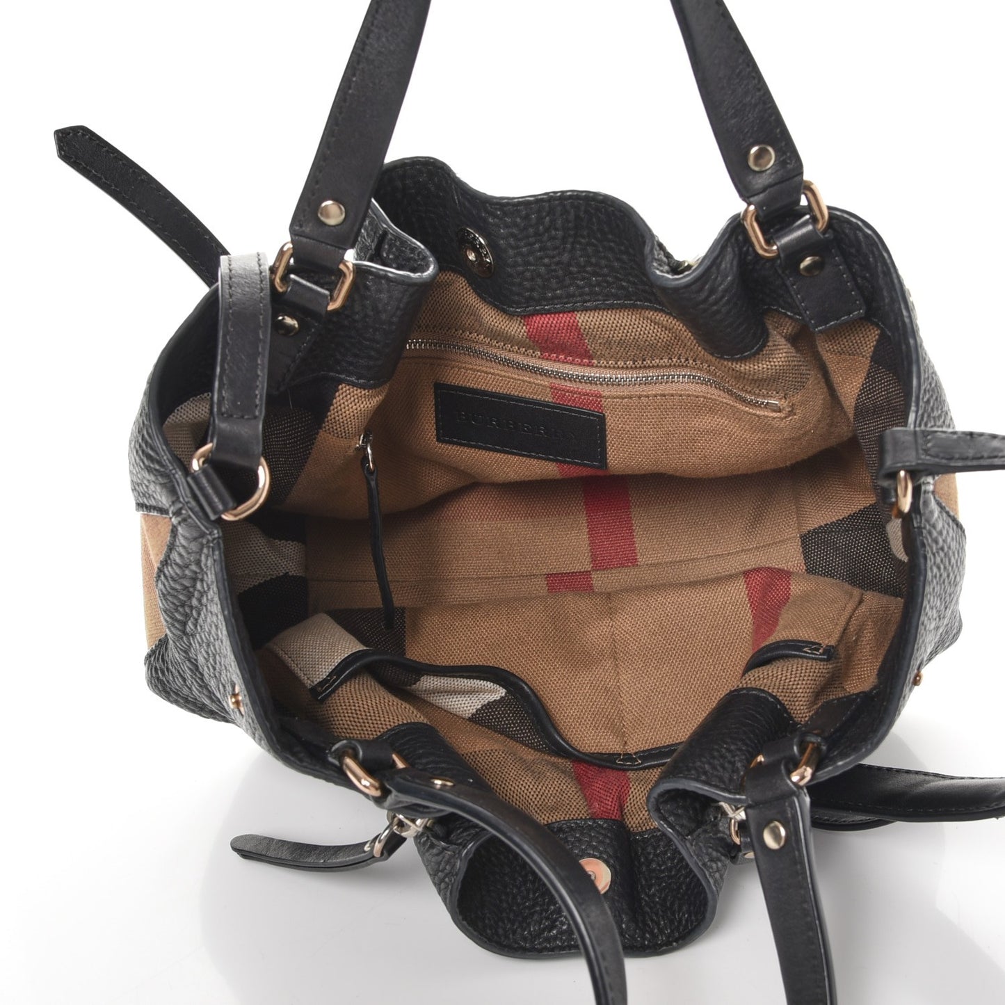 Grainy Calfskin House Check Small Maidstone Black