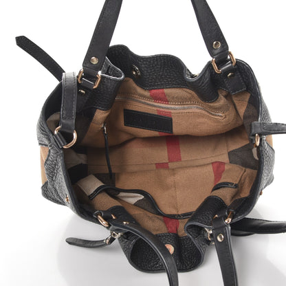 Burberry Grainy Calfskin House Check Small Maidstone Black 6 of 9