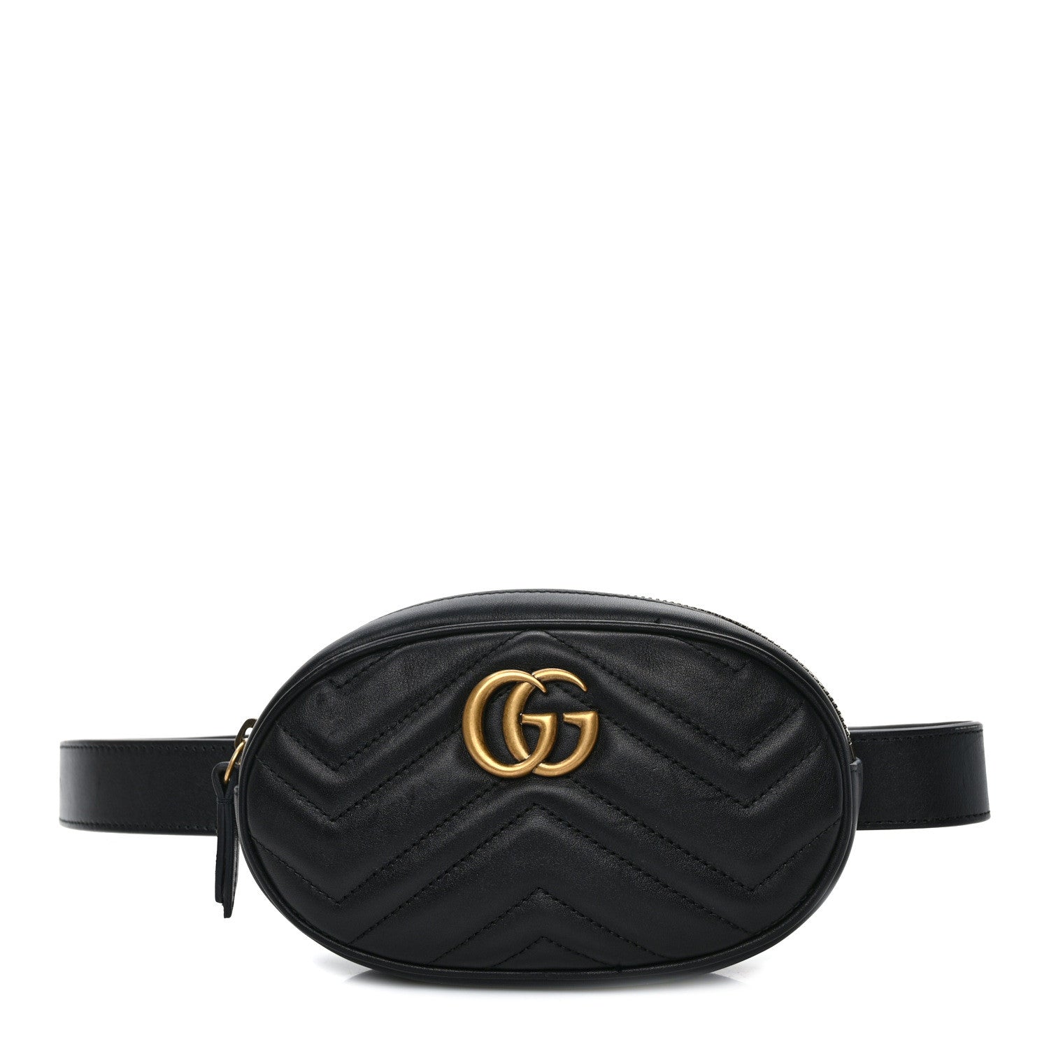 Gucci Calfskin Matelasse GG Marmont Belt Bag 85/34 Black 1 of 10