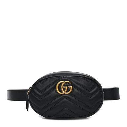 Gucci Calfskin Matelasse GG Marmont Belt Bag 85/34 Black 1 of 10
