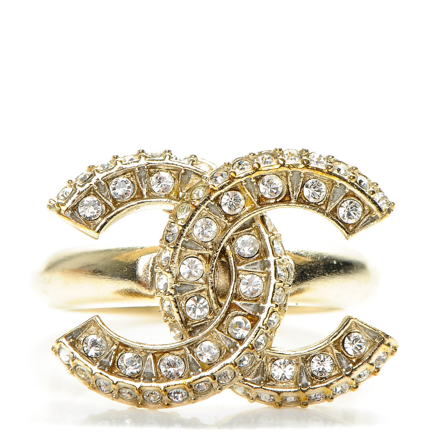 Chanel Crystal CC Ring 52 6 Gold 1 of 4