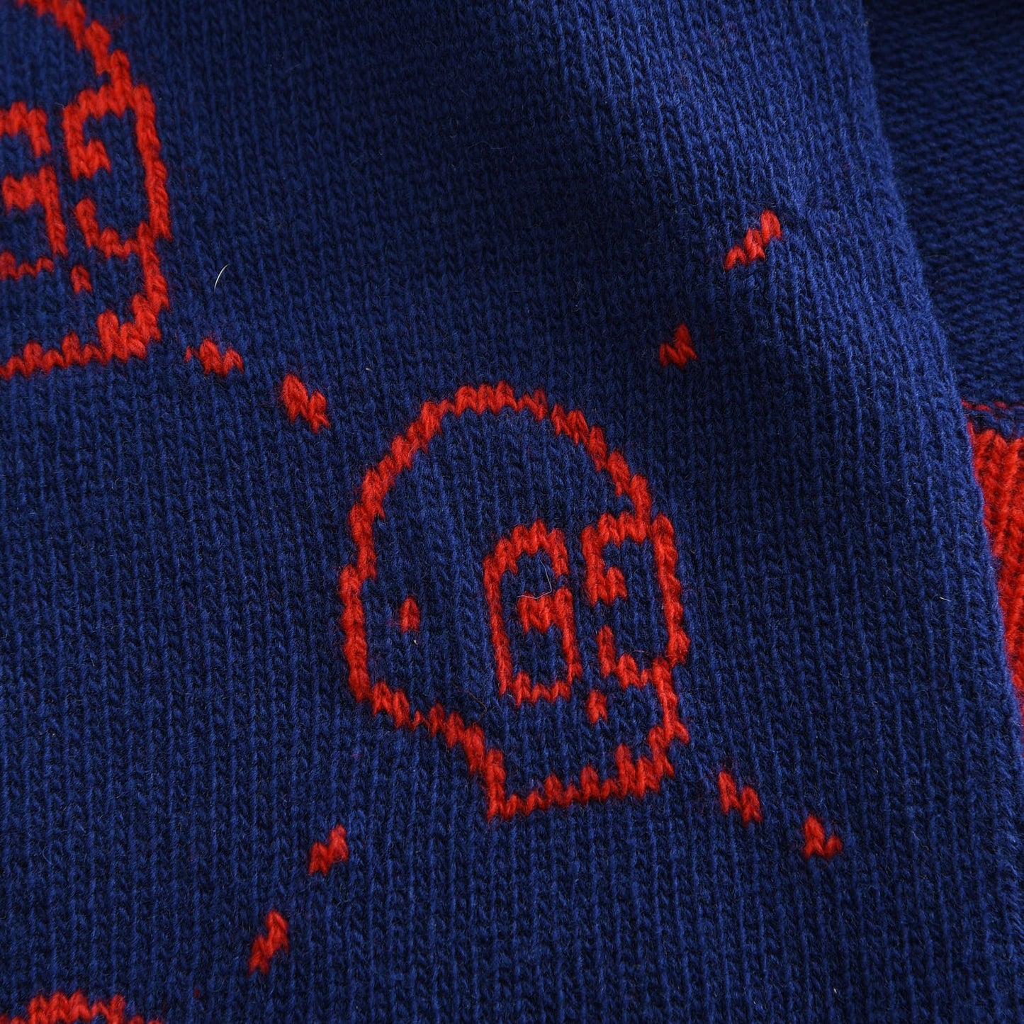 Wool Tricot GG Hamlet Scarf Navy Red