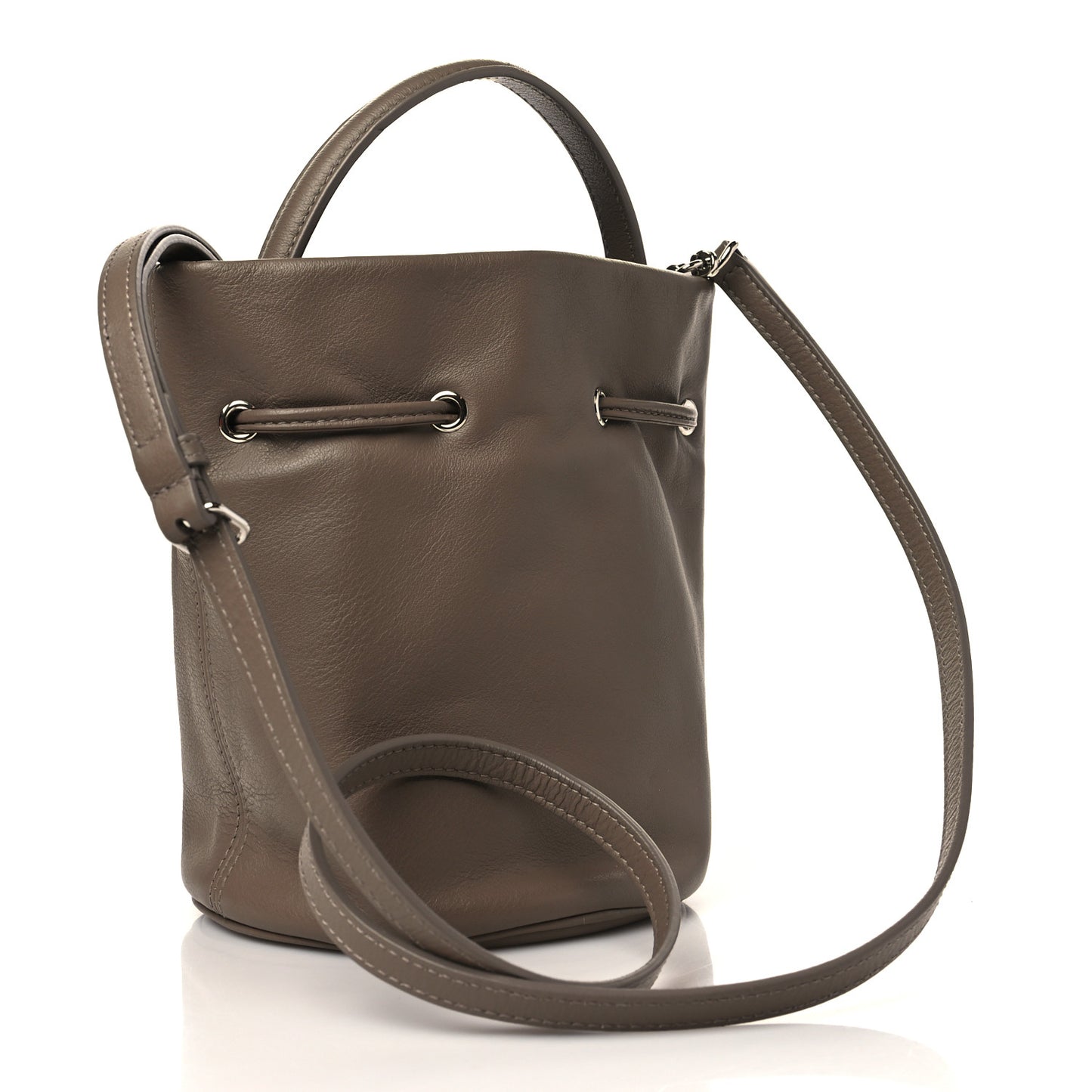 Smooth Calfskin Logo XS Everyday Drawstring Bucket Bag Beige