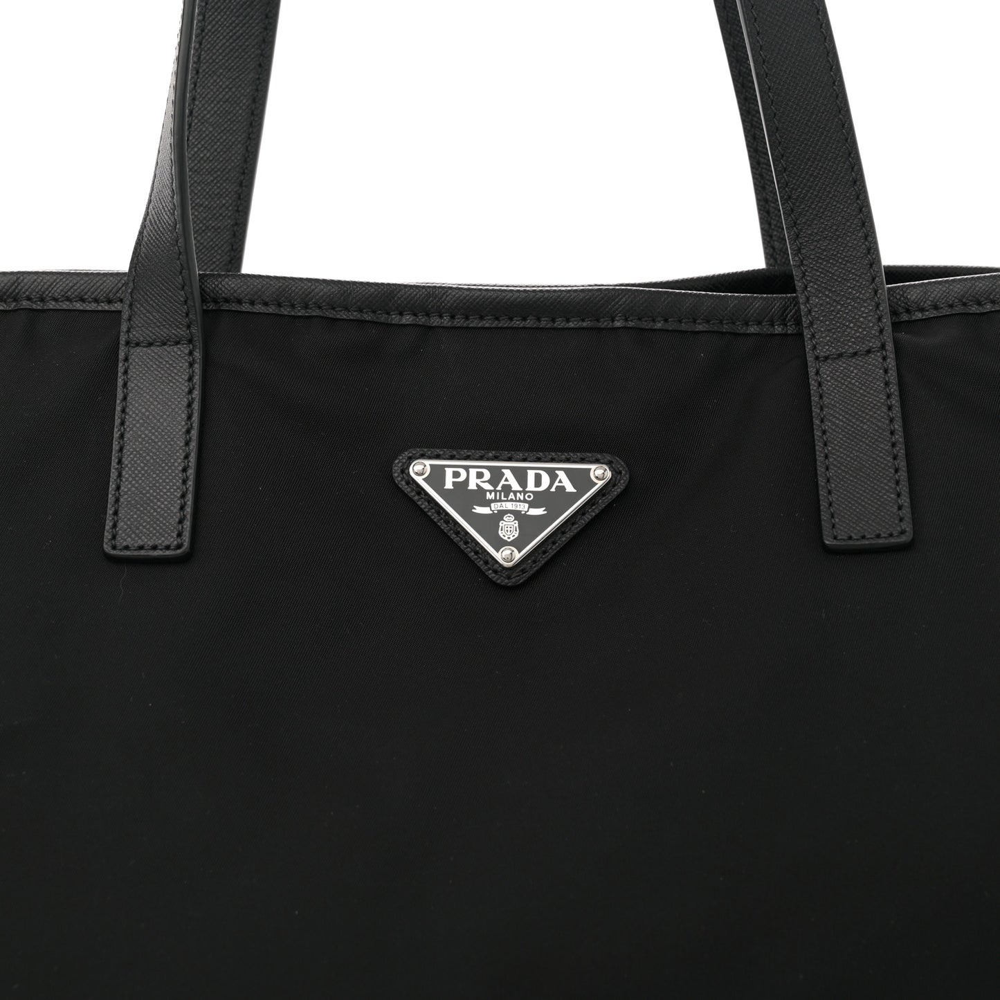 Tessuto Nylon Saffiano Shopping Tote Black
