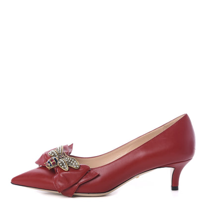 Gucci Nappa Queen Margaret Low Heel Pumps 40 Hibiscus Red 1 of 7
