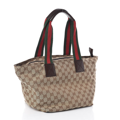 Gucci GG Monogram Medium Web Handle Bucket Tote Dark Brown 3 of 10