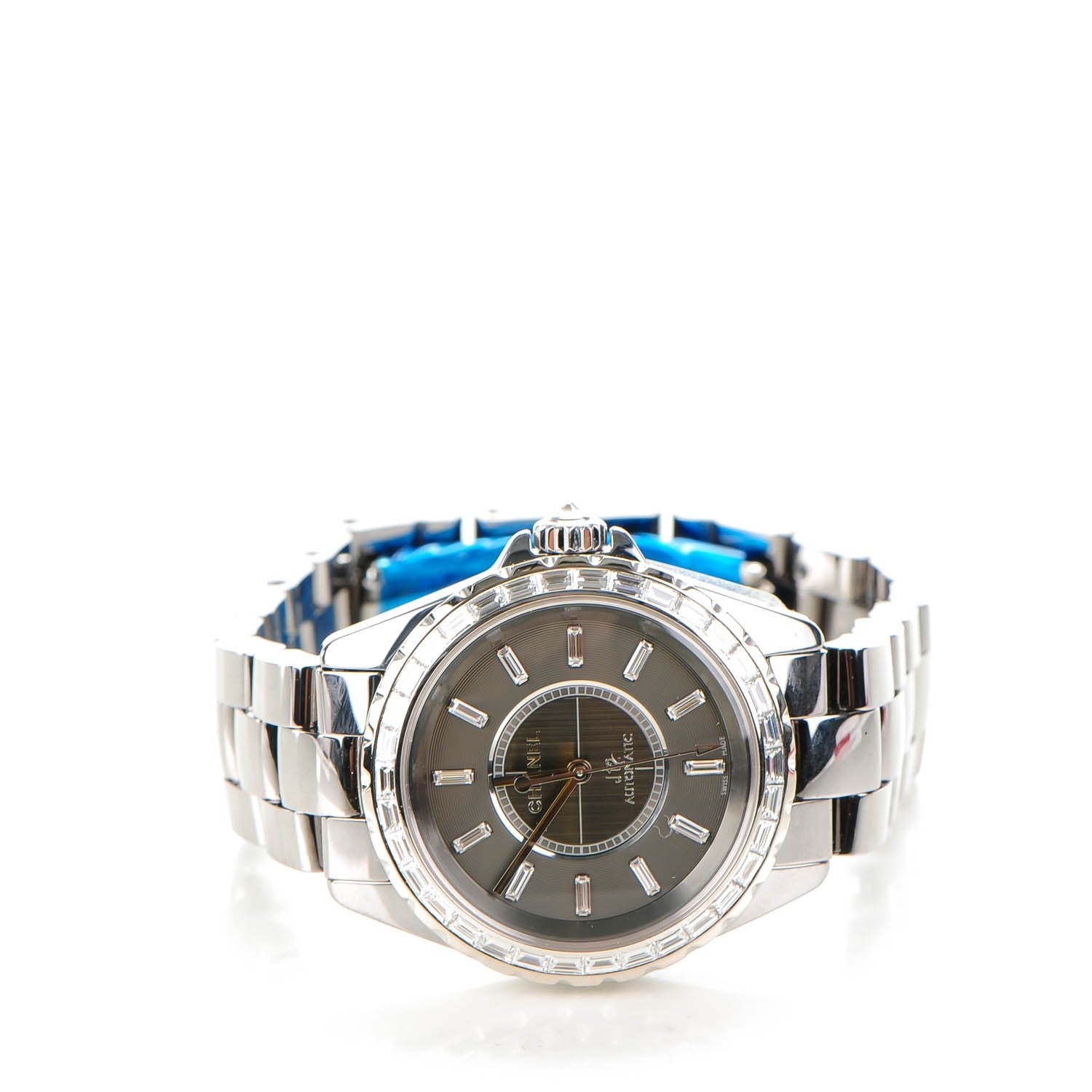 Chanel Titanium Ceramic Diamond Baguette 38mm J12 Automatic Watch 6 of 10