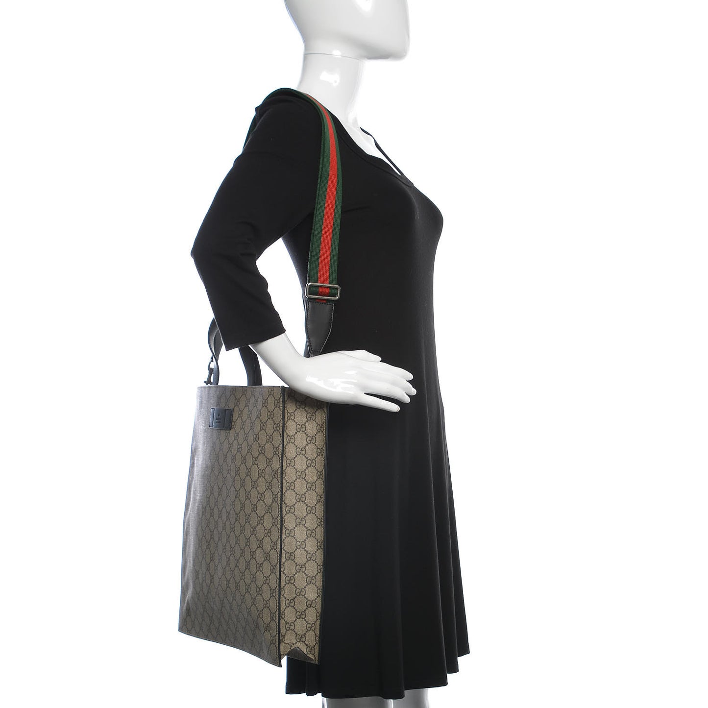 Soft GG Supreme Monogram Web Vertical Tote Black