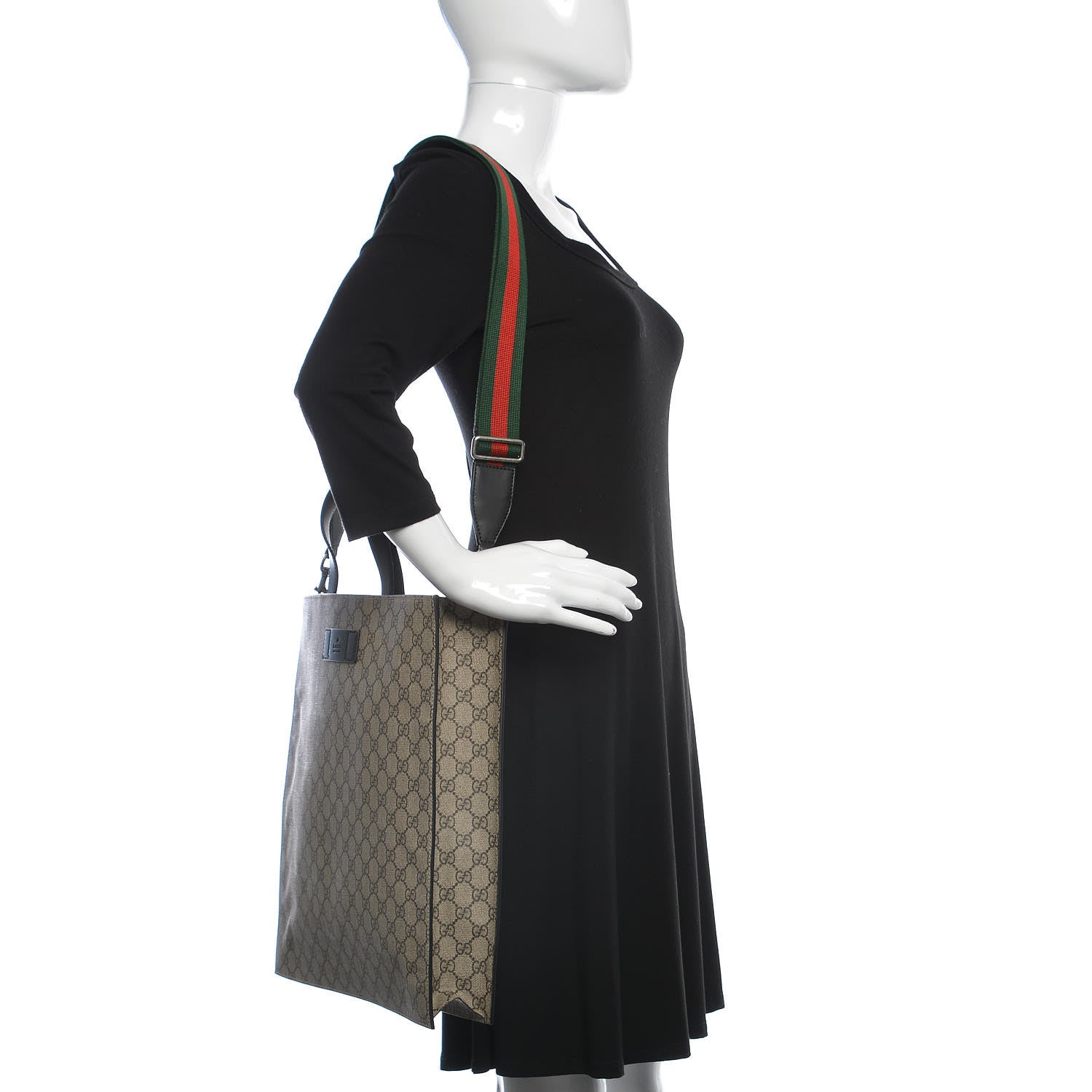Gucci Soft GG Supreme Monogram Web Vertical Tote Black 2 of 10